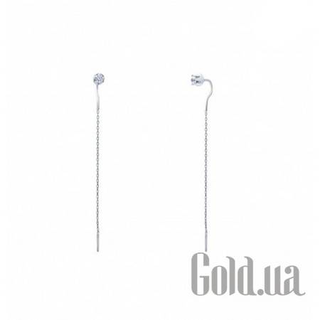 Серьги с подвесками Серебряные серьги с куб. циркониями