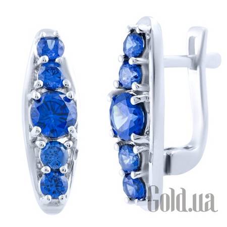 Серьги Серебряные серьги с синт. танзанитами