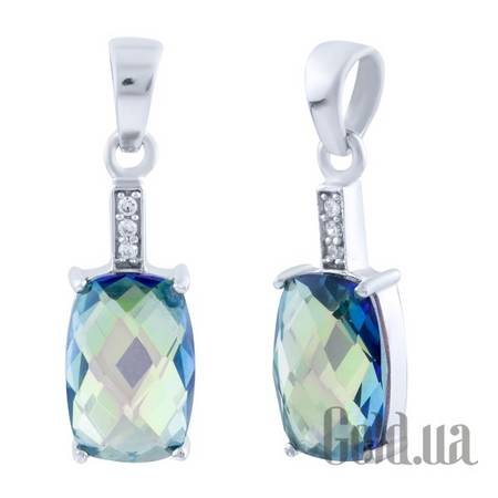 Серьги с подвесками Серебряный кулон с куб. циркониями и топазом