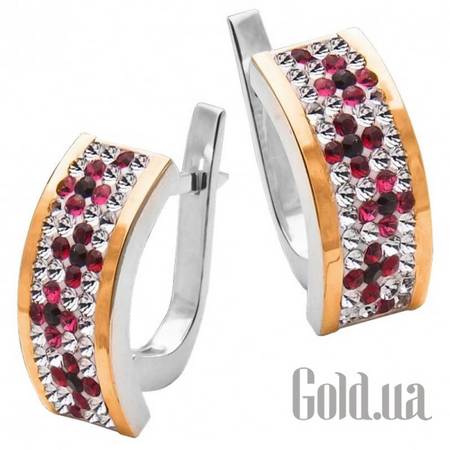 Серьги Серебряные серьги с куб. циркониями в позолоте