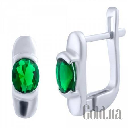 Серьги Серебряные серьги с синт. изумрудами