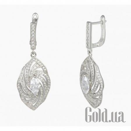 Серьги с подвесками Серебряные серьги  с куб. циркониями