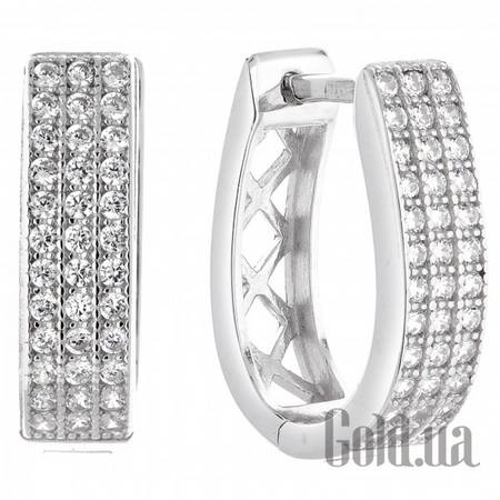 Серьги JF Серебряные серьги с куб. циркониями
