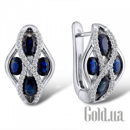 Серьги Золотые серьги с бриллиантами и сапфирами