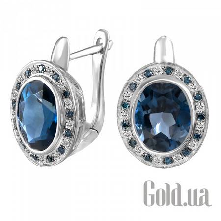 Серьги Золотые серьги с бриллиантами и топазами