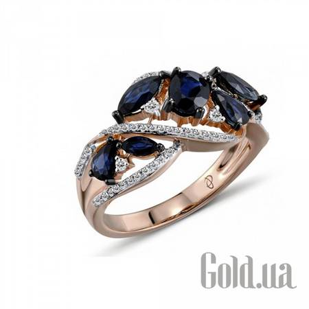 Кольцо Женское золотое кольцо с бриллиантами и сапфирами, 17