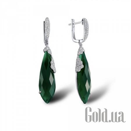 Серьги с подвесками Золотые серьги с бриллиантами и агатами