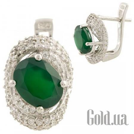 Серьги Серебряные серьги с агатами и куб. циркониями