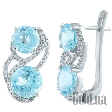 Серьги Серебряные серьги с топазами и куб.циркониями