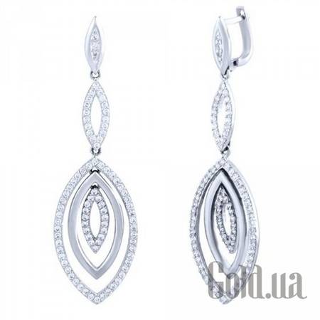 Серьги с подвесками Серебряные серьги с куб. циркониями