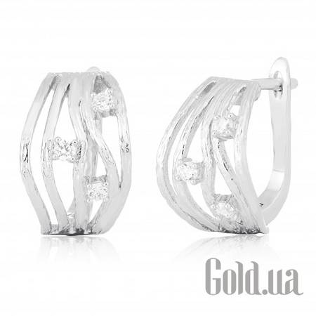 Серьги Серебряные серьги  с куб. циркониями