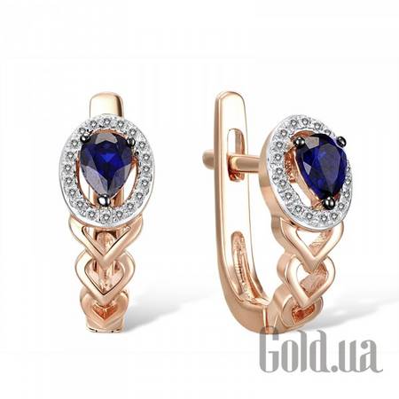 Серьги Золотые серьги с бриллиантами и сапфирами