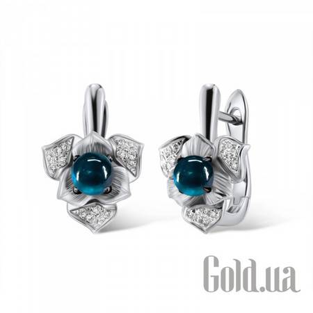 Серьги Золотые серьги с бриллиантами и топазами