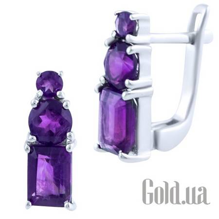 Серьги Серебряные серьги с аметистами