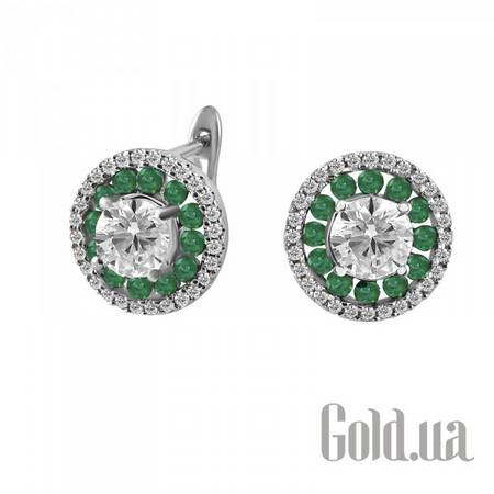 Серьги Золотые серьги с бриллиантами и изумрудами