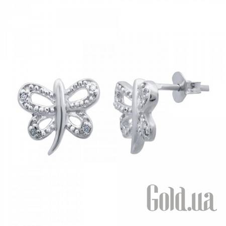 Серьги-гвоздики Серебряные серьги с куб. циркониями