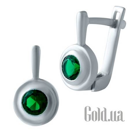 Серьги Серебряные серьги с синт. изумрудами