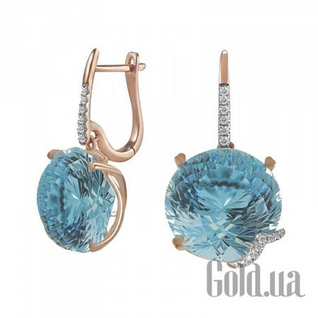 Серьги с подвесками Золотые серьги с бриллиантами и топазами