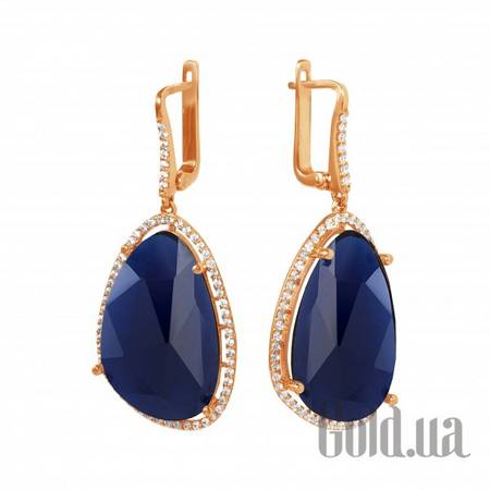 Серьги с подвесками Золотые серьги с куб. циркониями и наноситалами