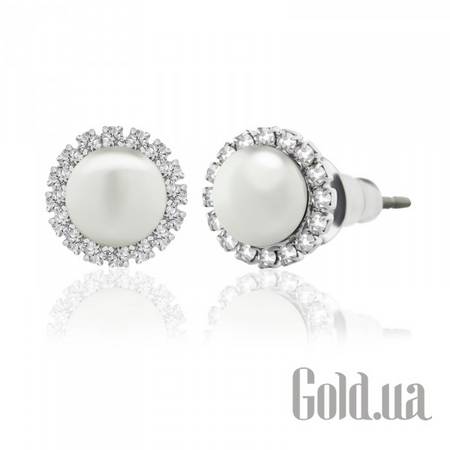 Пусеты (гвоздики) Серьги с кристаллами Swarovski и искусств. жемчугом