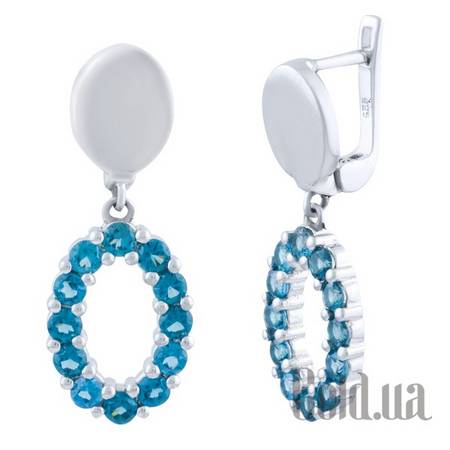 Серьги с подвесками Серебряные серьги с топазами