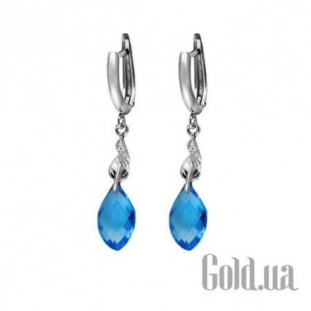 Серьги с подвесками Золотые серьги с бриллиантами и топазами