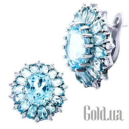 Серьги Серебряные серьги с топазами и куб. циркониями