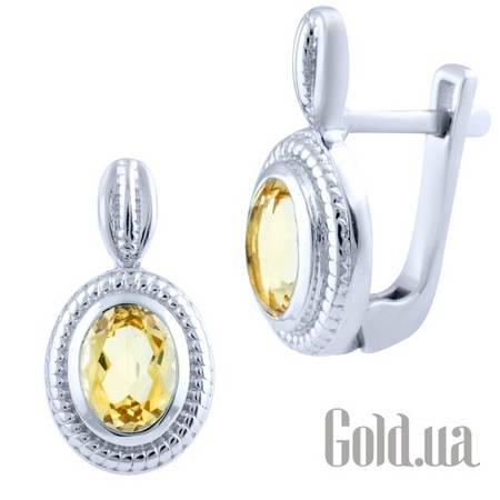 Серьги Серебряные серьги с цитринами