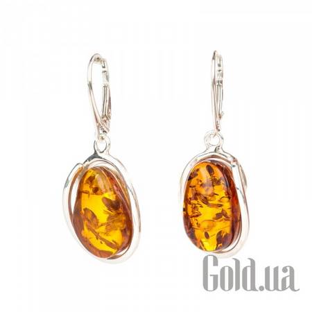 Серьги с подвесками Серебряные серьги с янтарем