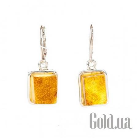 Серьги с подвесками Серебряные серьги с янтарем