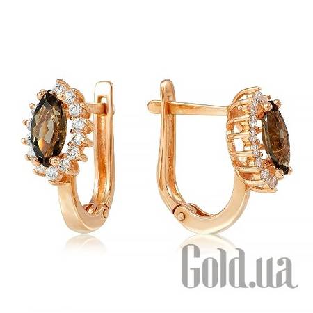 Серьги Золотые серьги с раухтопазами и куб. циркониями