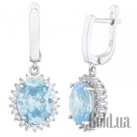 Серьги с подвесками Серебряные серьги с куб. циркониями