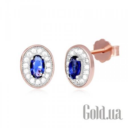 Серьги-гвоздики Серебряные серьги с куб. циркониями в позолоте