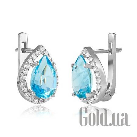 Серьги Золотые серьги с топазами и куб. циркониями