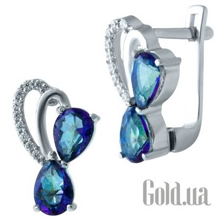Серьги Серебряные серьги с топазами и куб. циркониями