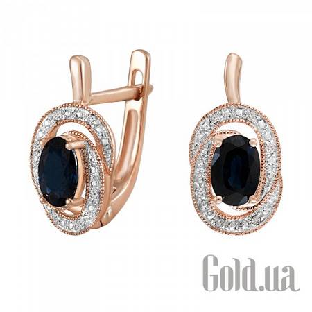 Серьги Золотые серьги с бриллиантами и сапфирами