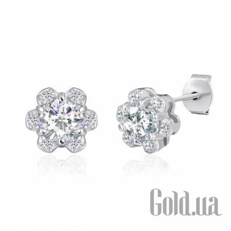 Серьги-гвоздики Серебряные серьги с куб. циркониями