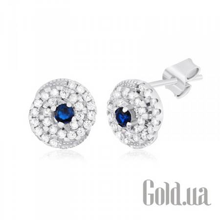 Серьги-гвоздики Серебряные серьги с куб. циркониями