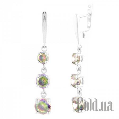 Серьги с подвесками Серебряные серьги с топазами