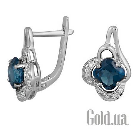 Серьги Золотые серьги с бриллиантами и топазами