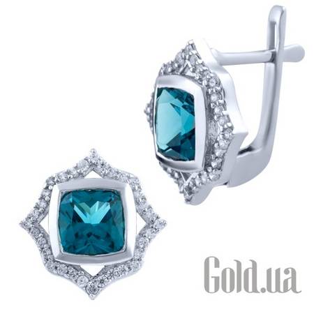 Серьги Серебряные серьги с топазами и куб. циркониями