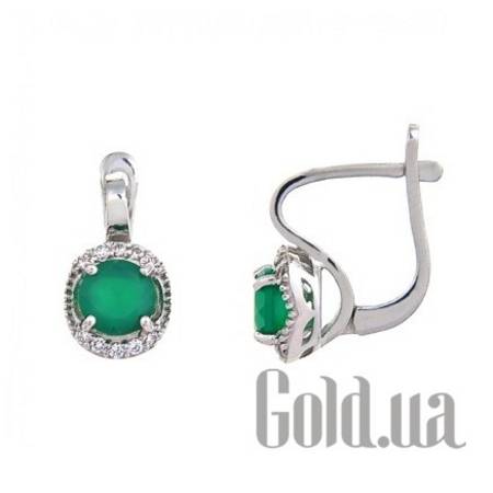 Серьги Серебряные серьги с агатами и куб. циркониями