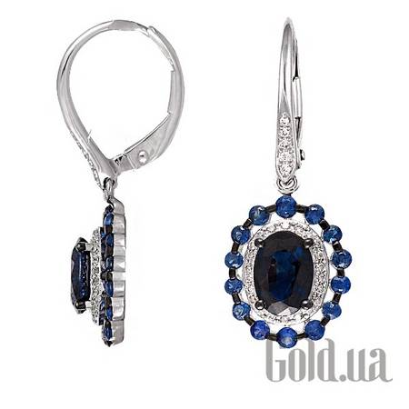 Серьги с подвесками Золотые серьги с бриллиантами и сапфирами