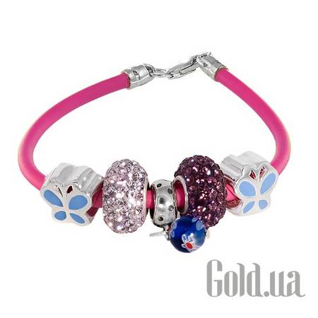 Браслет Каучуковый браслет с серебром и 5 подвесками