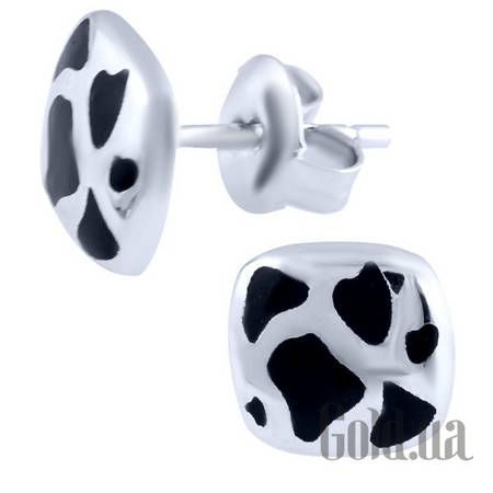 Серьги-гвоздики Серебряные серьги с эмалью