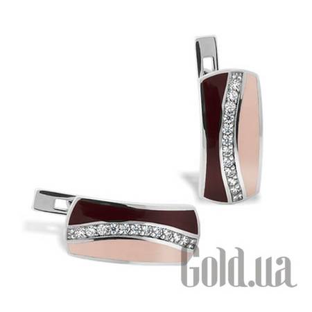 Серьги Серебряные серьги с куб. циркониями и эмалью
