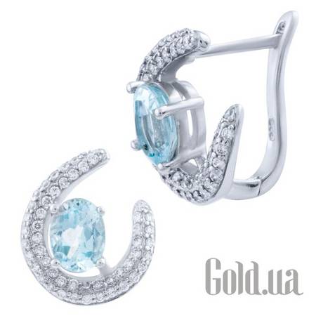 Серьги Серебряные серьги с топазами и куб. циркониями