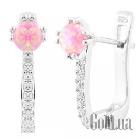 Серьги Серебряные серьги с опалами и куб. циркониями