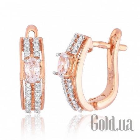 Серьги Серебряный кулон  с куб. циркониями в позолоте