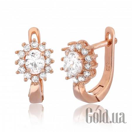 Серьги Серебряные серьги с  куб. циркониями в позолоте